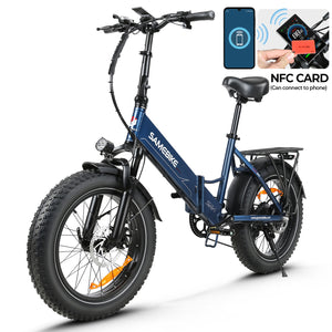 SAMEBIKE LOTDM200-II Folding Electric Bike, 750W Motor, 48V 13Ah Removable Battery, 20 x 4.0 Inch Fat Tire, 40km/h Max Speed, 80km Range, Dual Suspension System, Mechanical Disc Brakes