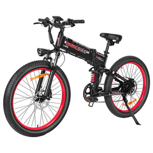 Vélo électrique Samebike LO26-Plus, moteur 1000 W, batterie 48 V 15 Ah, pneus 26 pouces, vitesse maximale 45 km/h, autonomie 100 km, freins à disque hydrauliques, double suspension réglable, Shimano 7 vitesses - Noir