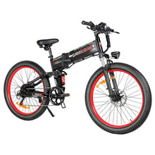 Load image into Gallery viewer, Vélo électrique Samebike LO26-Plus, moteur 1000 W, batterie 48 V 15 Ah, pneus 26 pouces, vitesse maximale 45 km/h, autonomie 100 km, freins à disque hydrauliques, double suspension réglable, Shimano 7 vitesses - Noir
