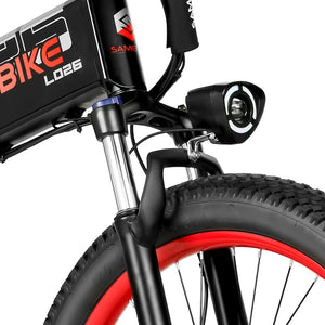 Vélo électrique Samebike LO26-Plus, moteur 1000 W, batterie 48 V 15 Ah, pneus 26 pouces, vitesse maximale 45 km/h, autonomie 100 km, freins à disque hydrauliques, double suspension réglable, Shimano 7 vitesses - Noir