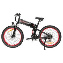 Load image into Gallery viewer, Vélo électrique Samebike LO26-Plus, moteur 1000 W, batterie 48 V 15 Ah, pneus 26 pouces, vitesse maximale 45 km/h, autonomie 100 km, freins à disque hydrauliques, double suspension réglable, Shimano 7 vitesses - Noir