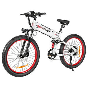 Vélo électrique Samebike LO26-Plus, moteur 1000 W, batterie 48 V 15 Ah, pneus 26 pouces, vitesse maximale 45 km/h, autonomie 100 km, freins à disque hydrauliques, double suspension réglable, Shimano 7 vitesses - Noir